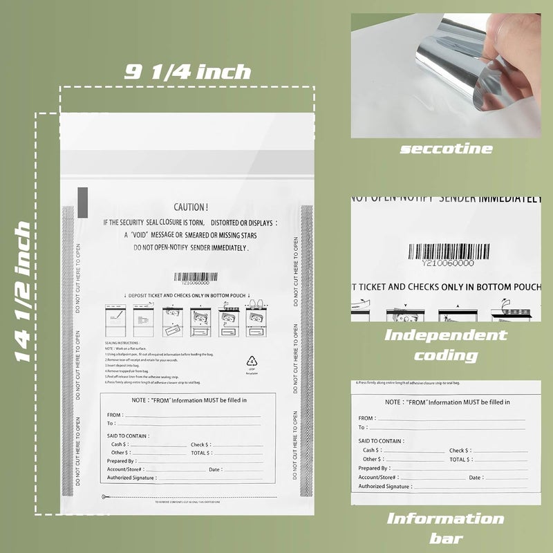 Isink Bank deposit bags plastic,Money bag for cash,Bank bag,Cash register bags 9 x 12 Inch (White, 100 Pack) - Image 2
